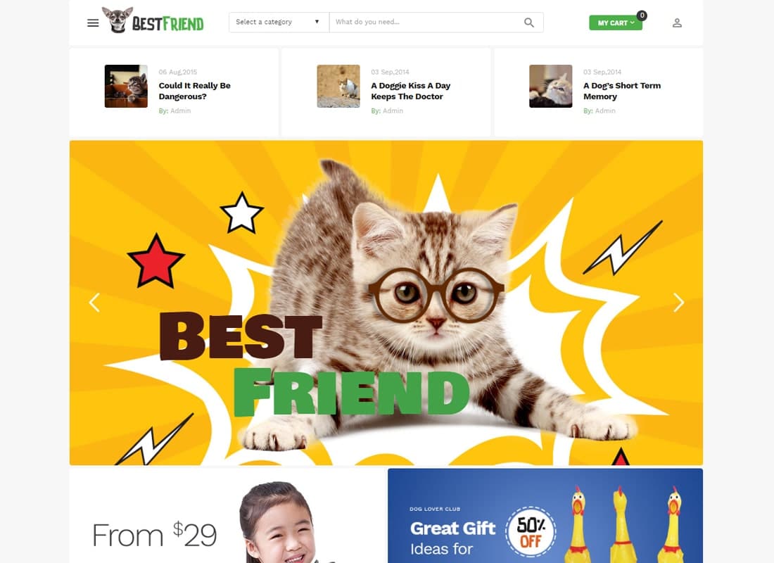 Bestfriend - Pet Shop WordPress WooCommerce Theme Website Template