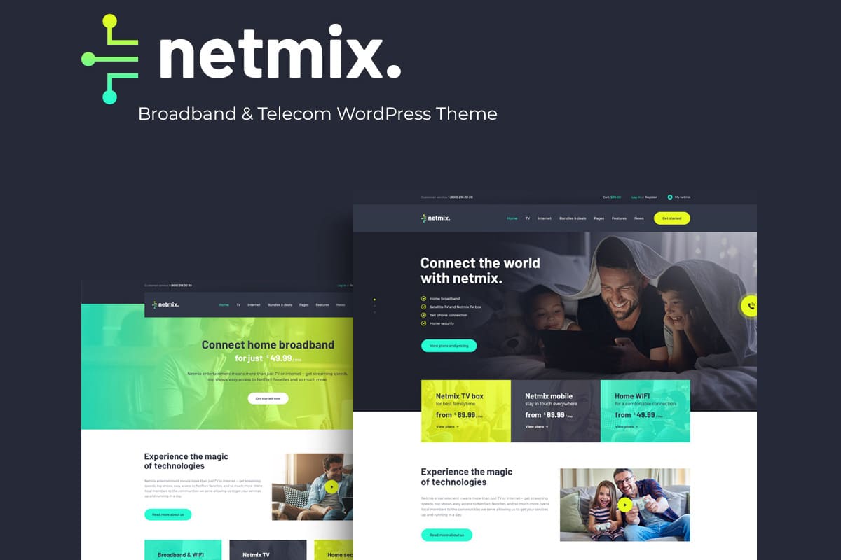 Netmix | Broadband & Telecom WordPress Theme Website Template