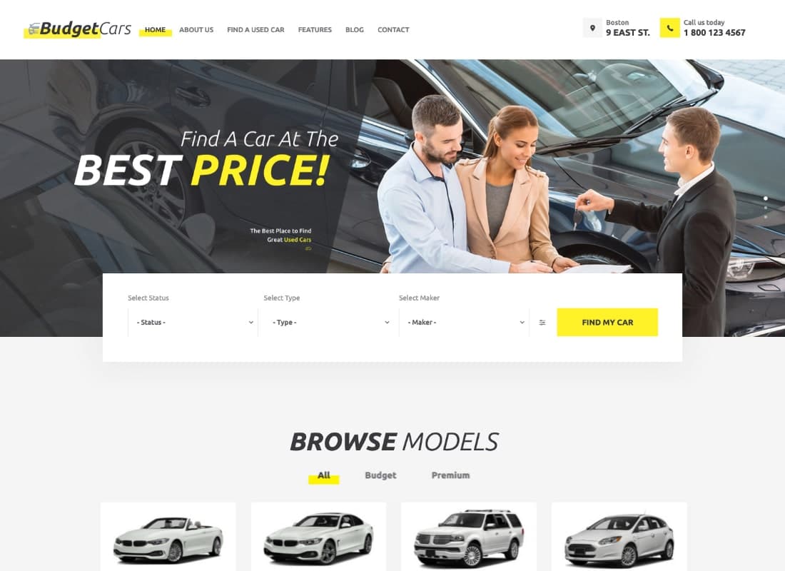 Budget Cars | Used Car Dealer & Store WordPress Theme Website Template