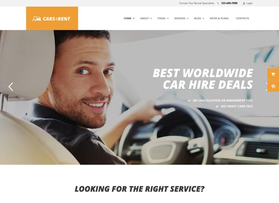 Cars4Rent | Car Rental & Taxi Service WordPress Theme Website Template