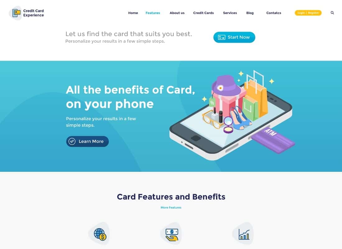 Credit Card Experience | Loan Company and Online Banking WordPress Theme Website Template