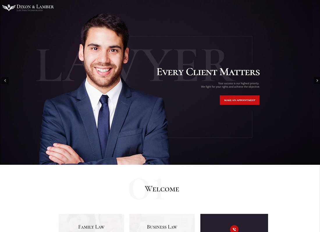 Dixon & Lamber | Law Firm WordPress Theme Website Template
