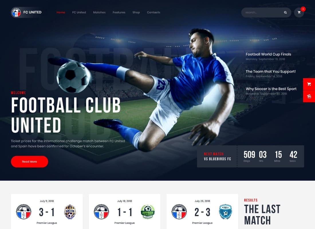 FC United | Football, Soccer WordPress Sports Theme Website Template