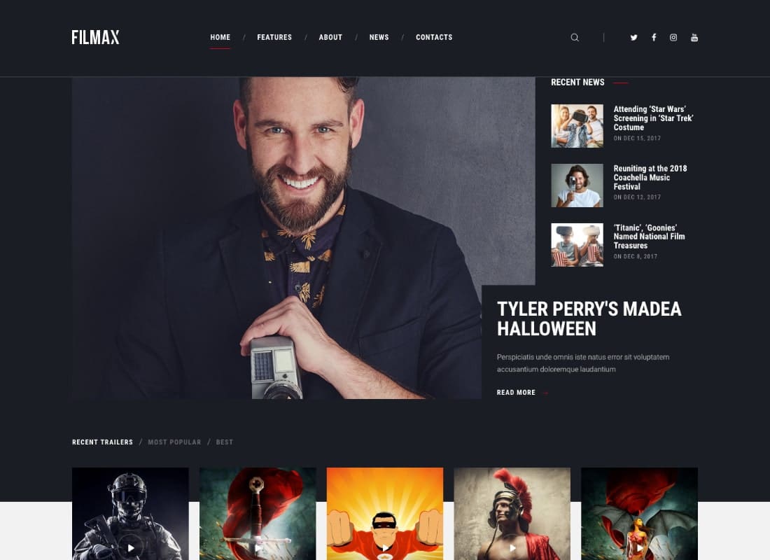 Filmax | Cinema & Movie News Magazine WordPress Theme Website Template