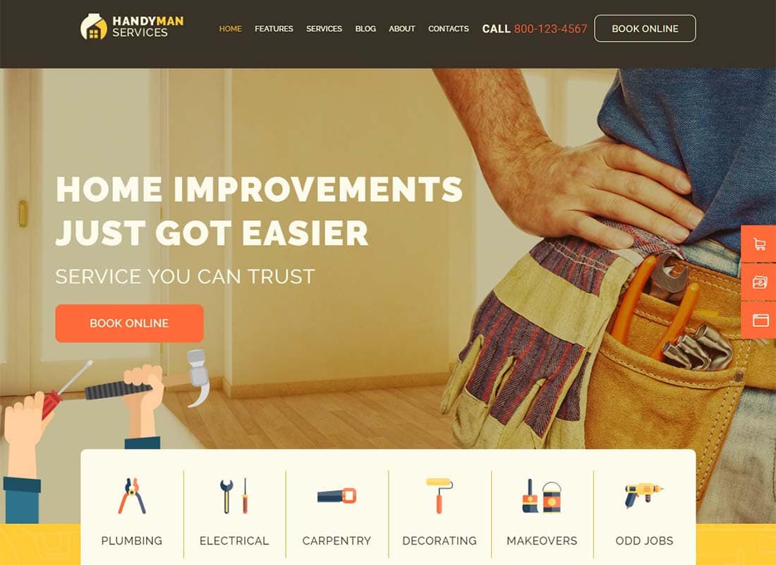 Handyman | Construction and Repair Services WordPress Theme Website Template