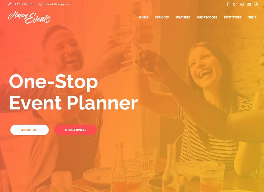 Happy Events - Events Planner WordPress Theme Website Template