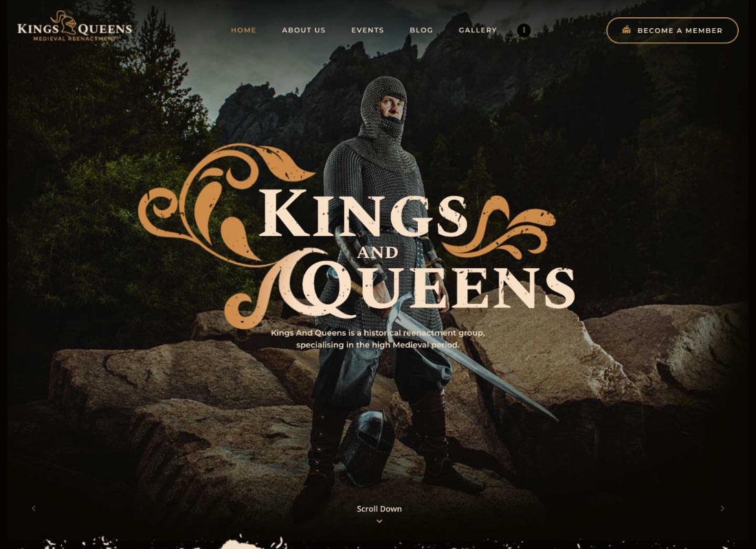 Kings & Queens | Historical Reenactment WordPress Theme Website Template