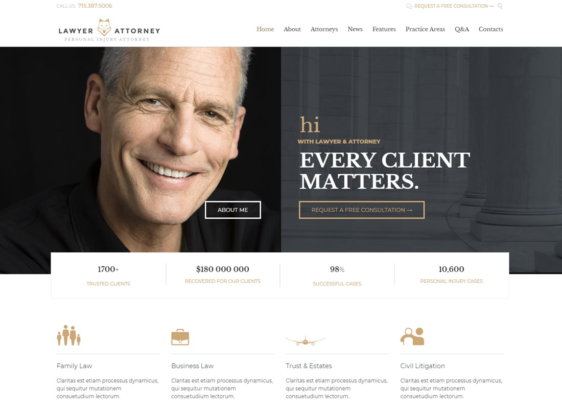 Lawyer & Attorney - Theme for Lawyers Attorneys and Law Firm Website Template