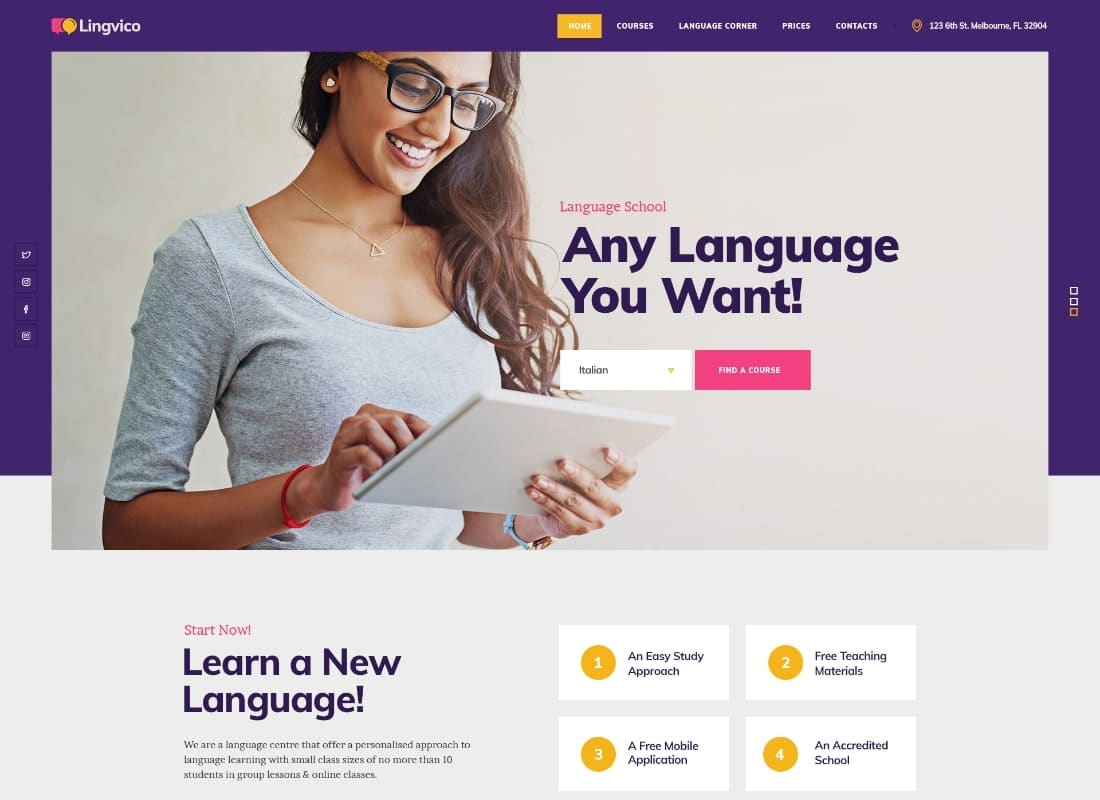 Lingvico | Language Center & Training Courses WordPress Theme  Website Template