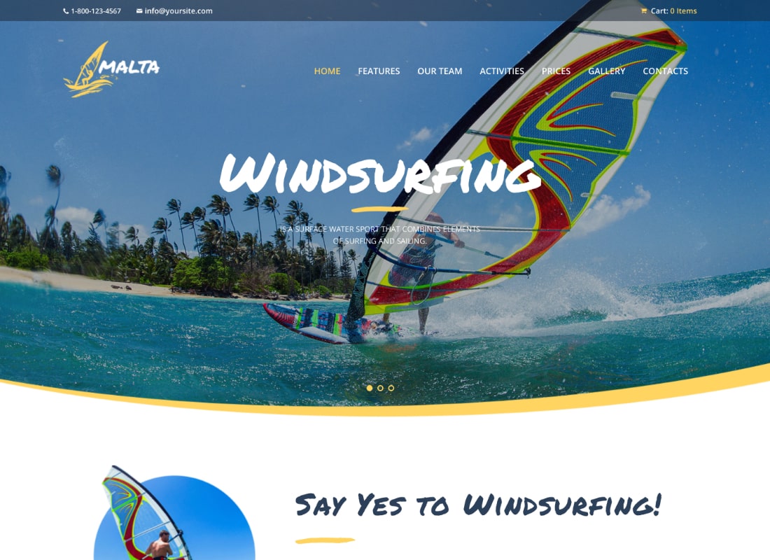 Malta - Windsurfing, Kitesurfing & Wakesurfing Center WordPress Theme Website Template