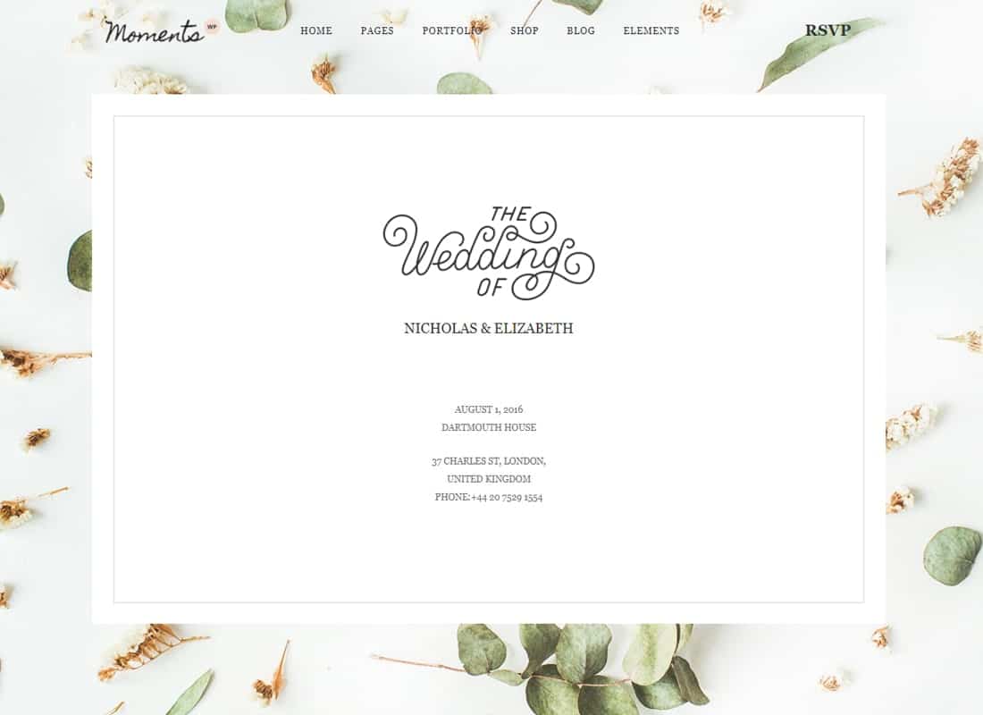 Moments - Multipurpose Wedding WordPress Theme Website Template