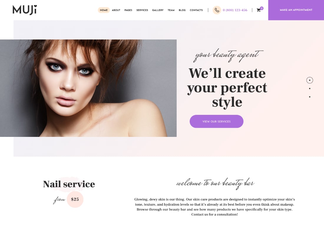 Muji | Beauty Shop & Spa Salon WordPress Theme Website Template