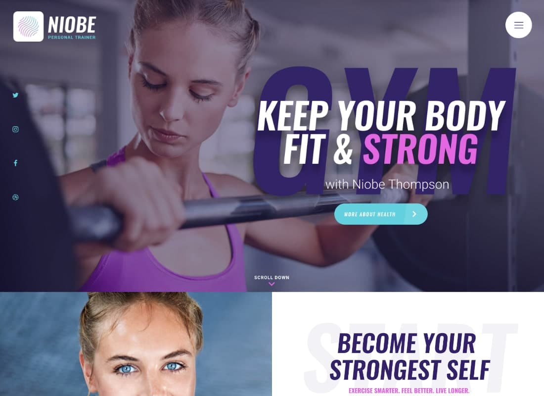 Niobe | A Gym Trainer & Nutrition Coach WordPress Theme Website Template