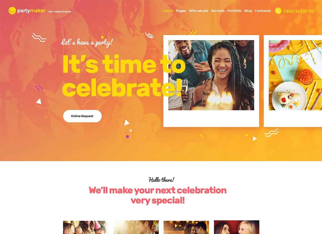 PartyMaker | Event Planner & Wedding Agency WordPress Theme Website Template