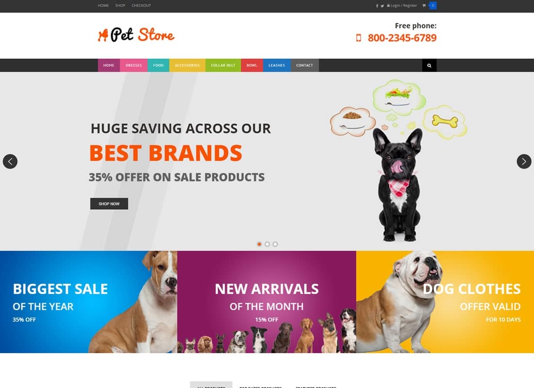 Pet Store - WordPress WooCommerce Theme for pets and vets Website Template