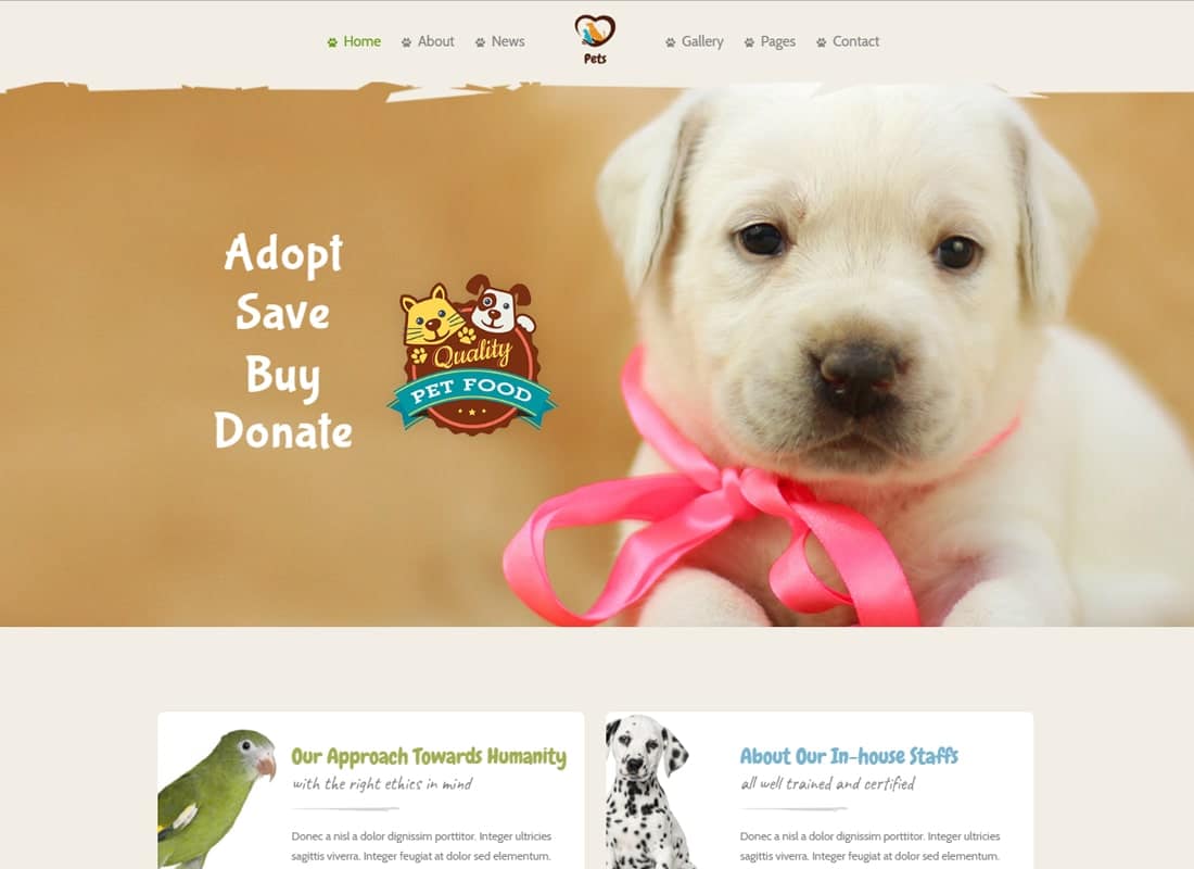 Pet World - Pet Sitter and Pet Shop, Animal Care WordPress Theme Website Template