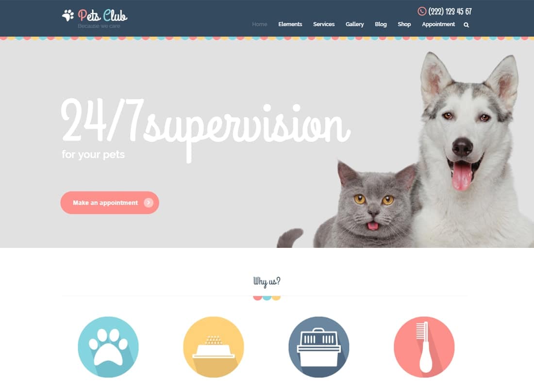 Pets Club - Pet Care, Shop & Veterinary WordPress Theme Website Template