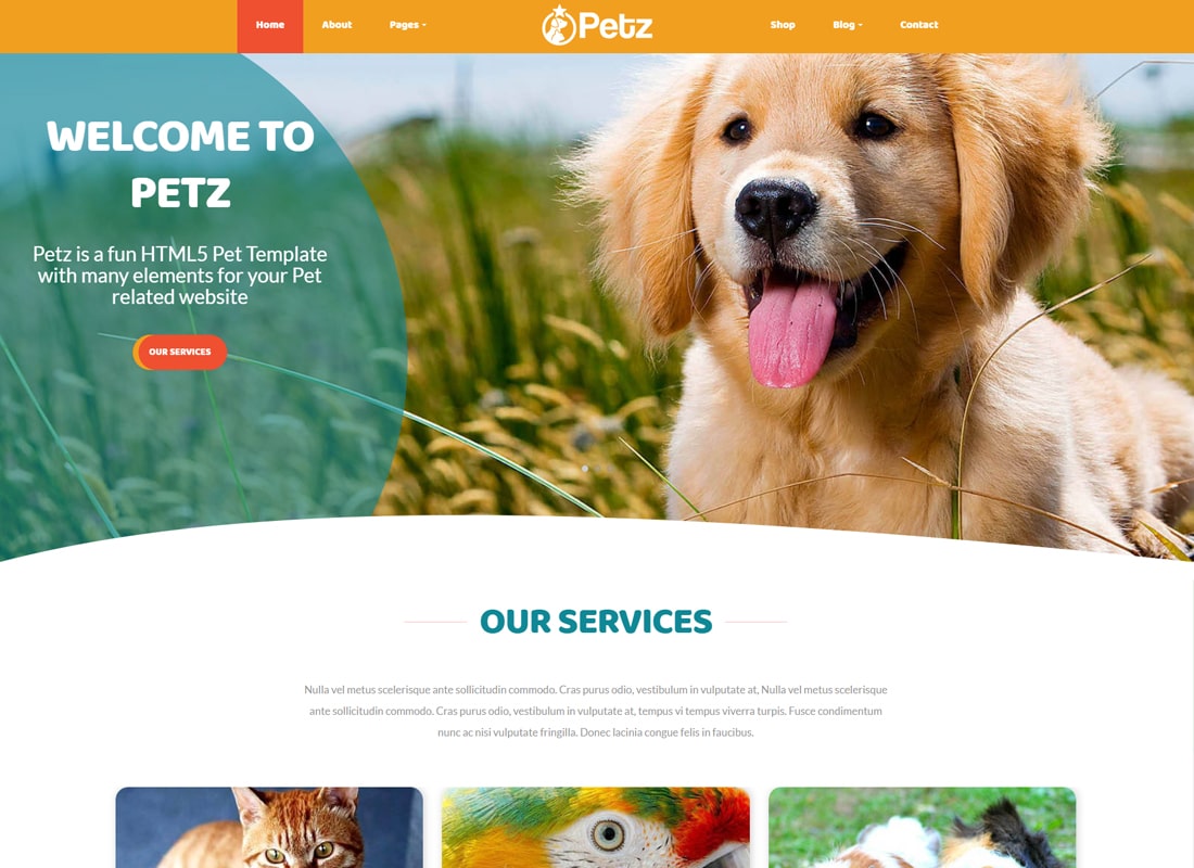Petz - Pet Care & Veterinary Theme Website Template