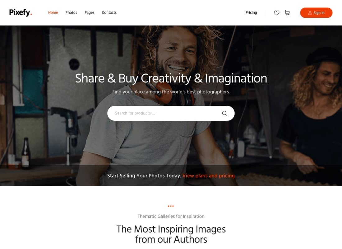 Pixefy | Stock Photography Marketplace Theme Website Template