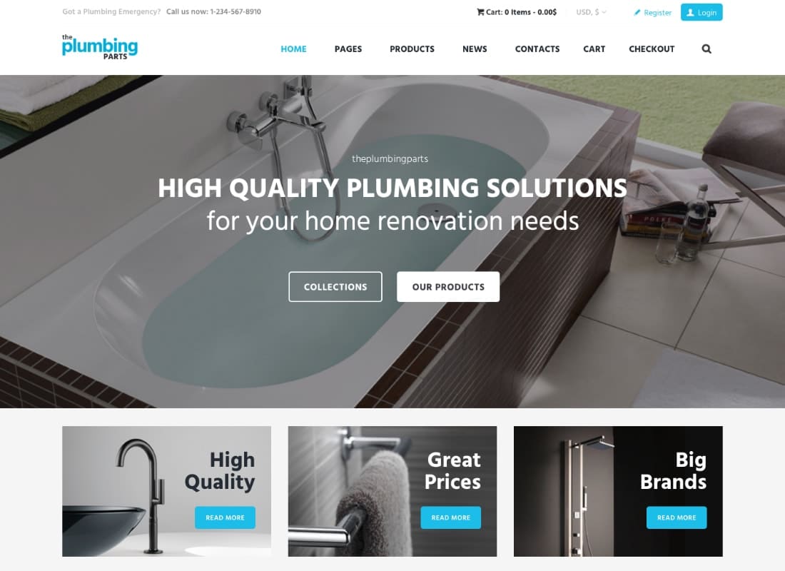 Plumbing - Repair, Building & Construction WordPress Theme Website Template
