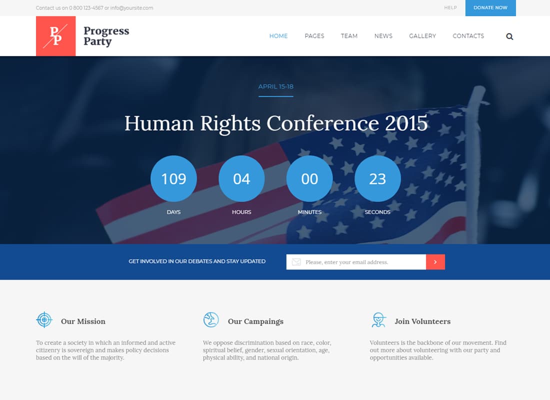 ProParty | A Clean Political WordPress theme Website Template