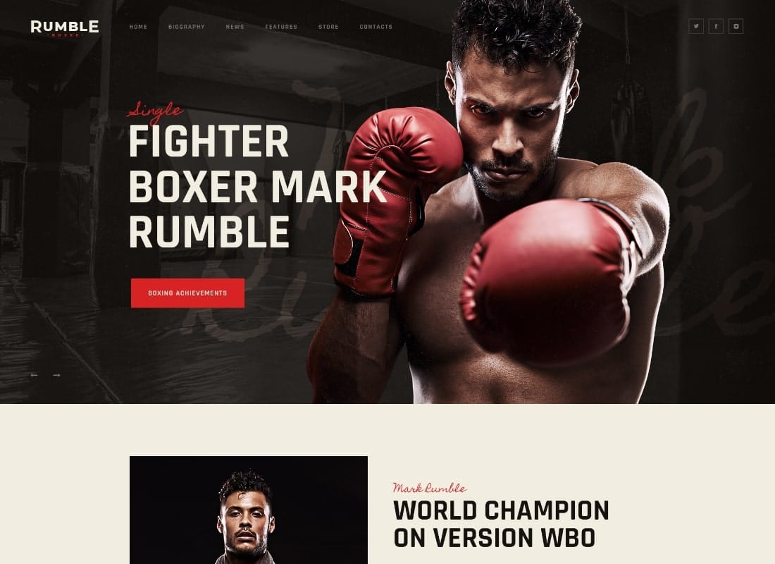 Rumble | Boxing & Mixed Martial Arts Fighting WordPress Theme Website Template