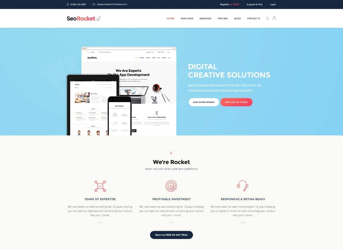 Seo Rocket | SEO & Marketing WordPress Theme Website Template