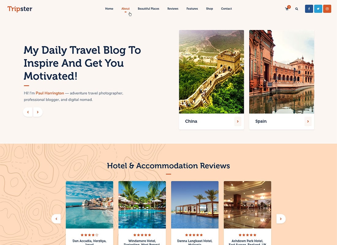 Tripster - Travel & Lifestyle WordPress Blog Website Template