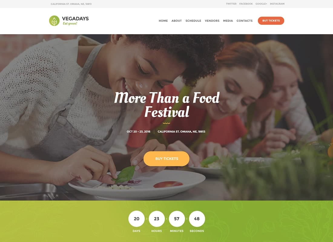 VegaDays - Vegetarian Food Festival WordPress Theme Website Template