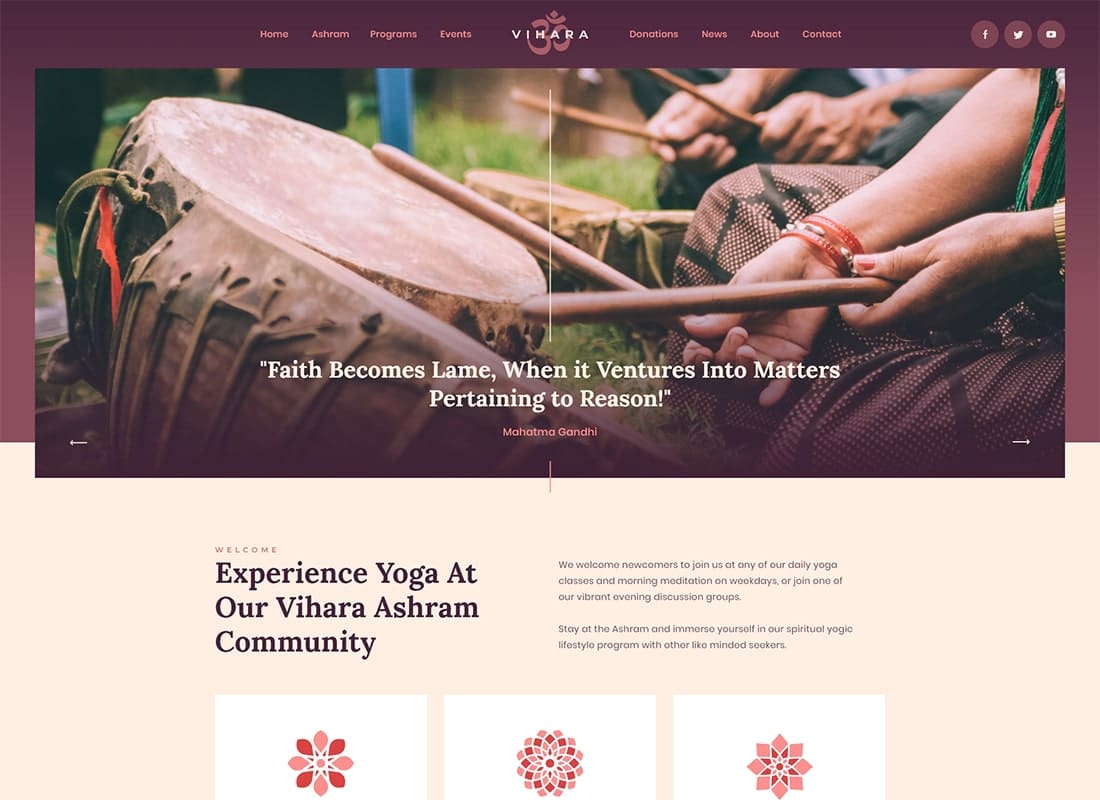 Vihara | Ashram Buddhist Temple WordPress Theme Website Template