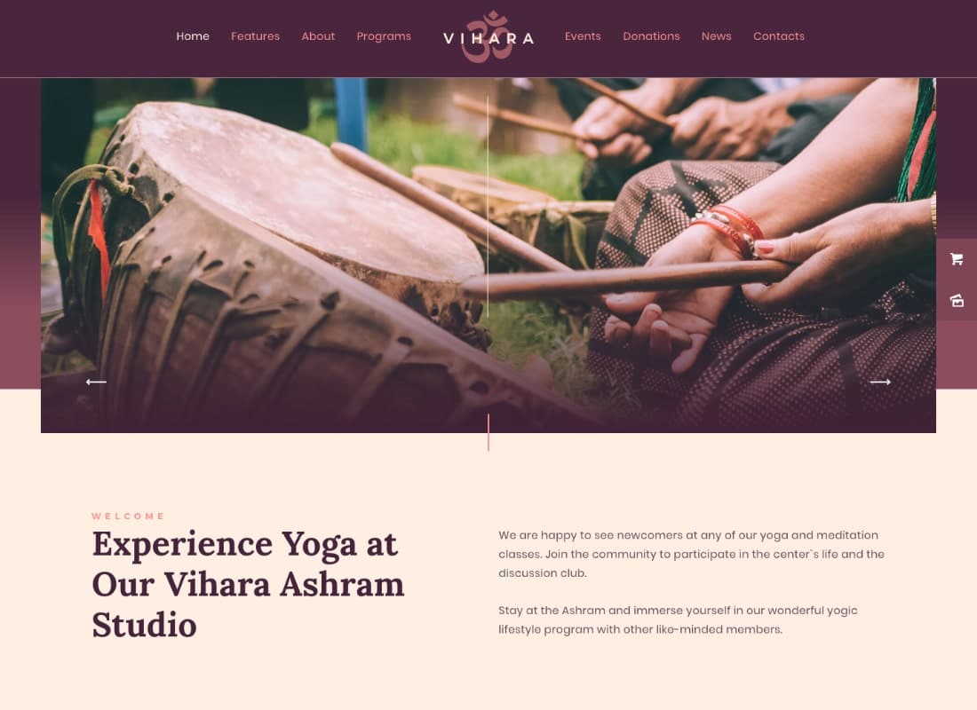 Vihara | Ashram Oriental Buddhist Temple WordPress Theme + RTL Website Template