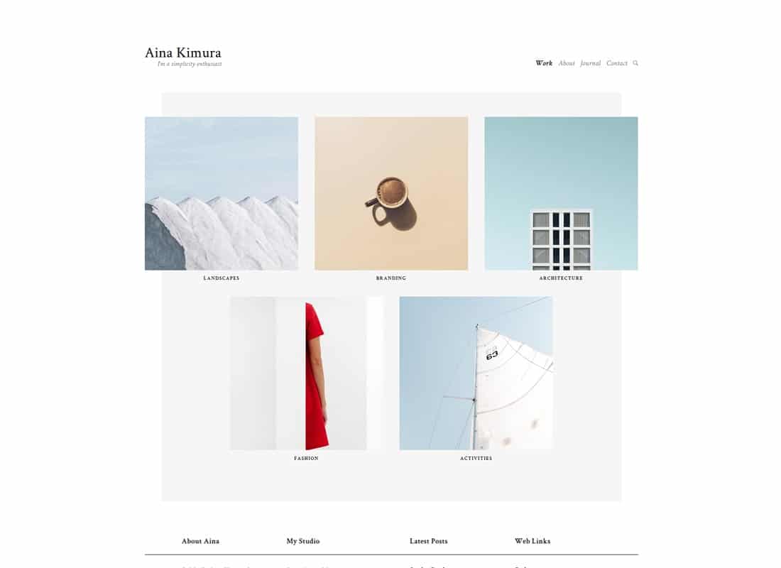 Aina | Minimal Photography and Portfolio WordPress Theme Website Template