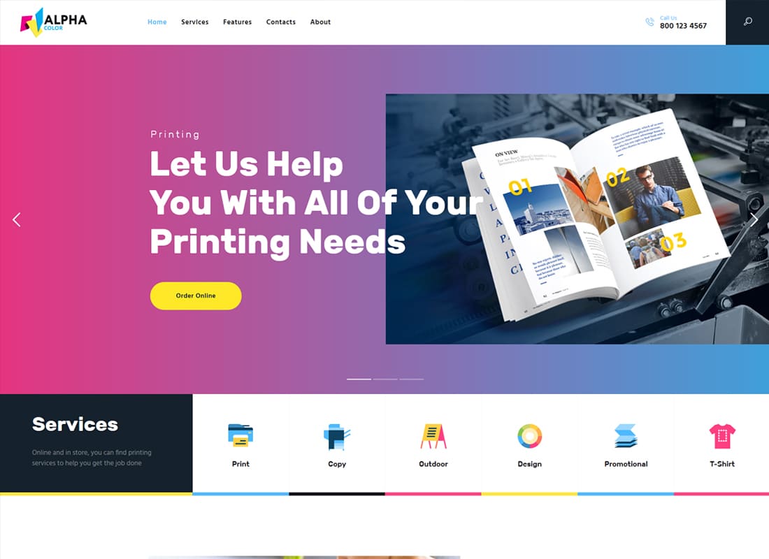 AlphaColor | Type Design & Printing Services WordPress Theme + Elementor Website Template