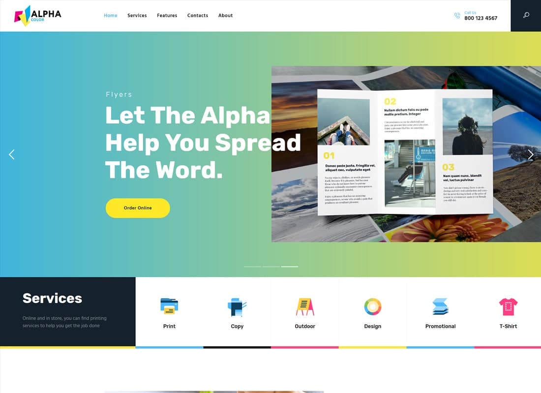 AlphaColor | Type Design & Printing Services WordPress Theme Website Template