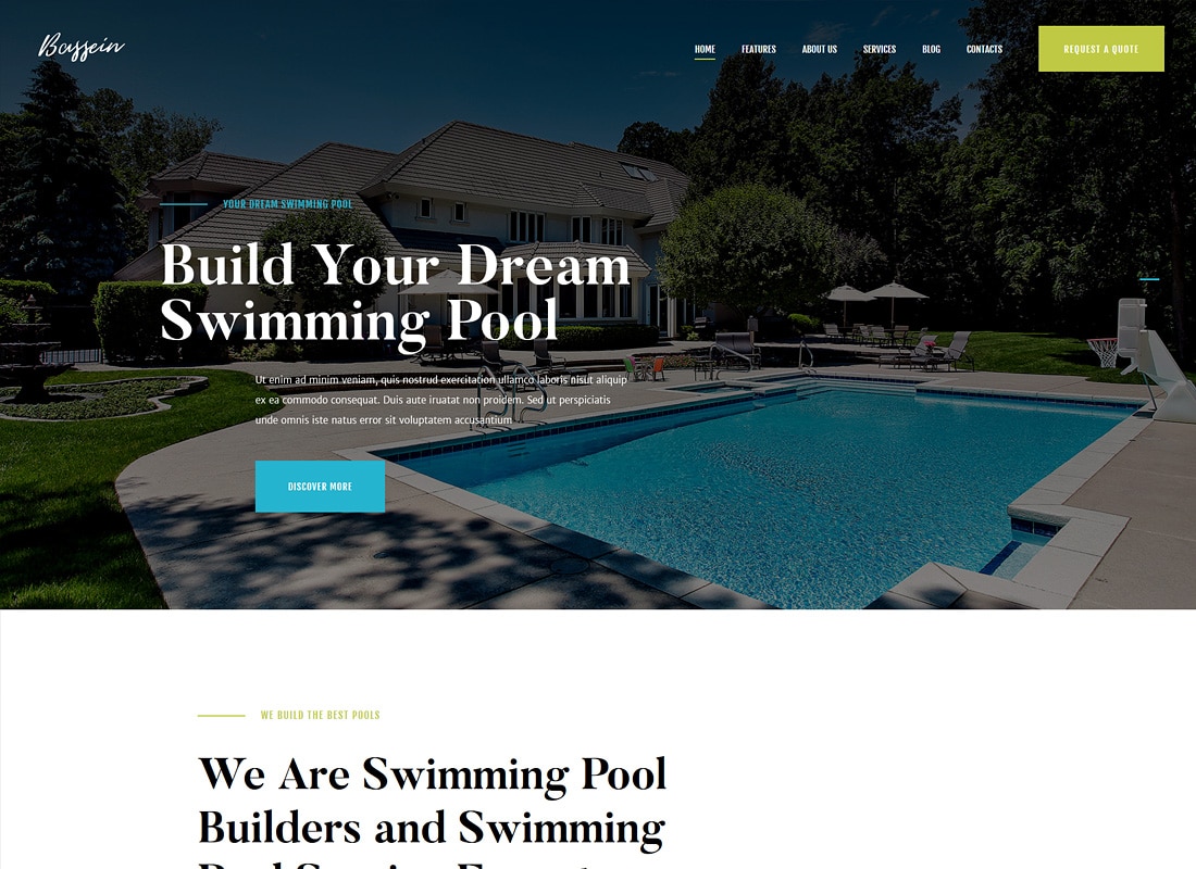 Bassein | Swimming Pool Service WordPress Theme Website Template