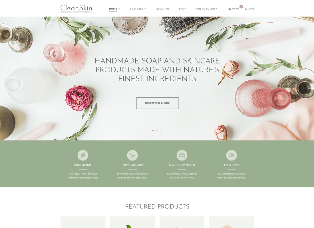 CleanSkin | Handmade Organic Soap & Natural Cosmetics Shop WordPress Theme   Website Template