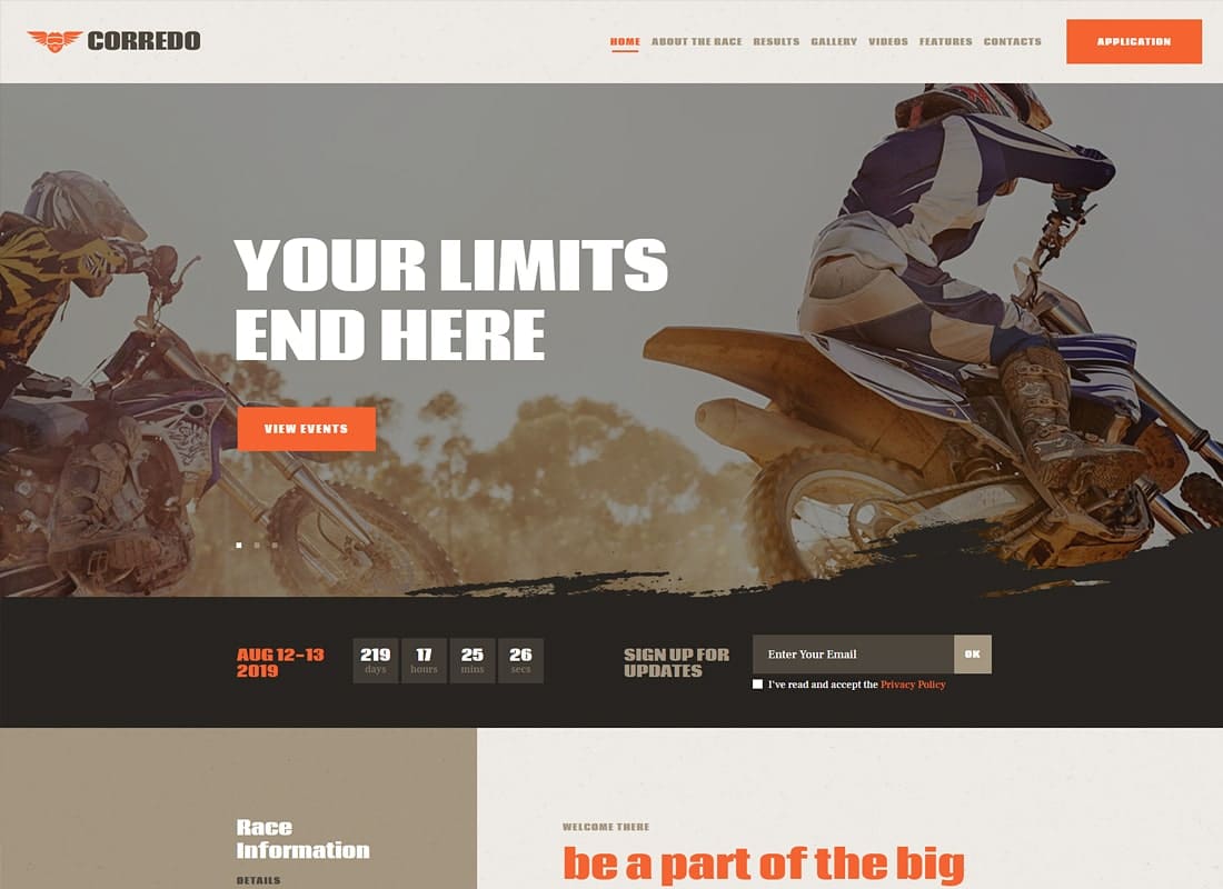 Corredo | Bike Race & Sports Events WordPress Theme Website Template