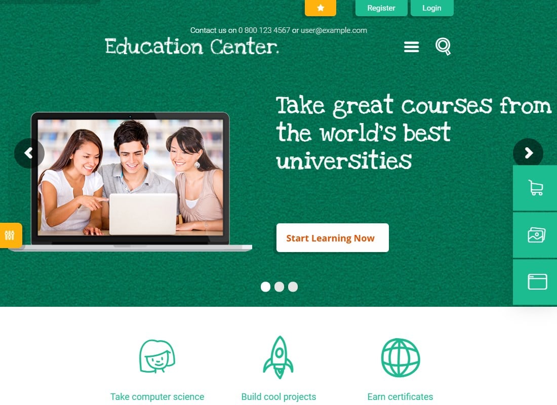 Education Center | LMS Online University & School Courses Studying WordPress Theme Website Template