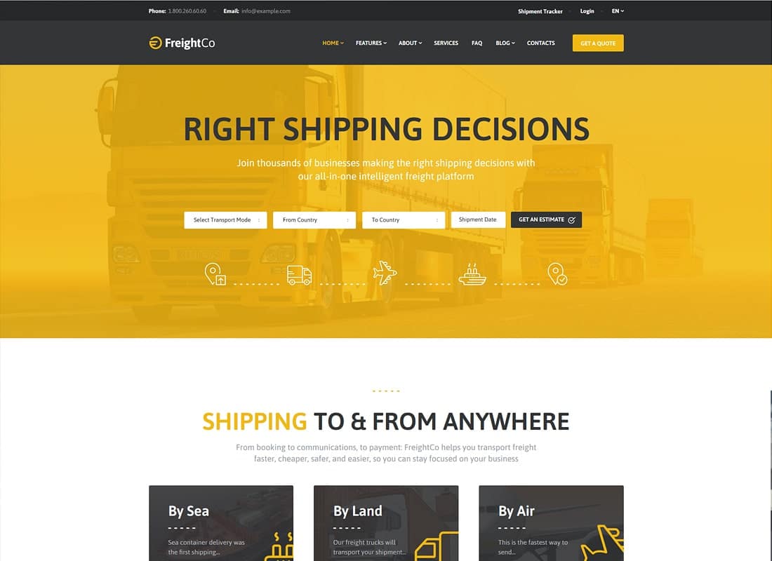 FreightCo | Transportation & Warehousing WordPress Theme Website Template