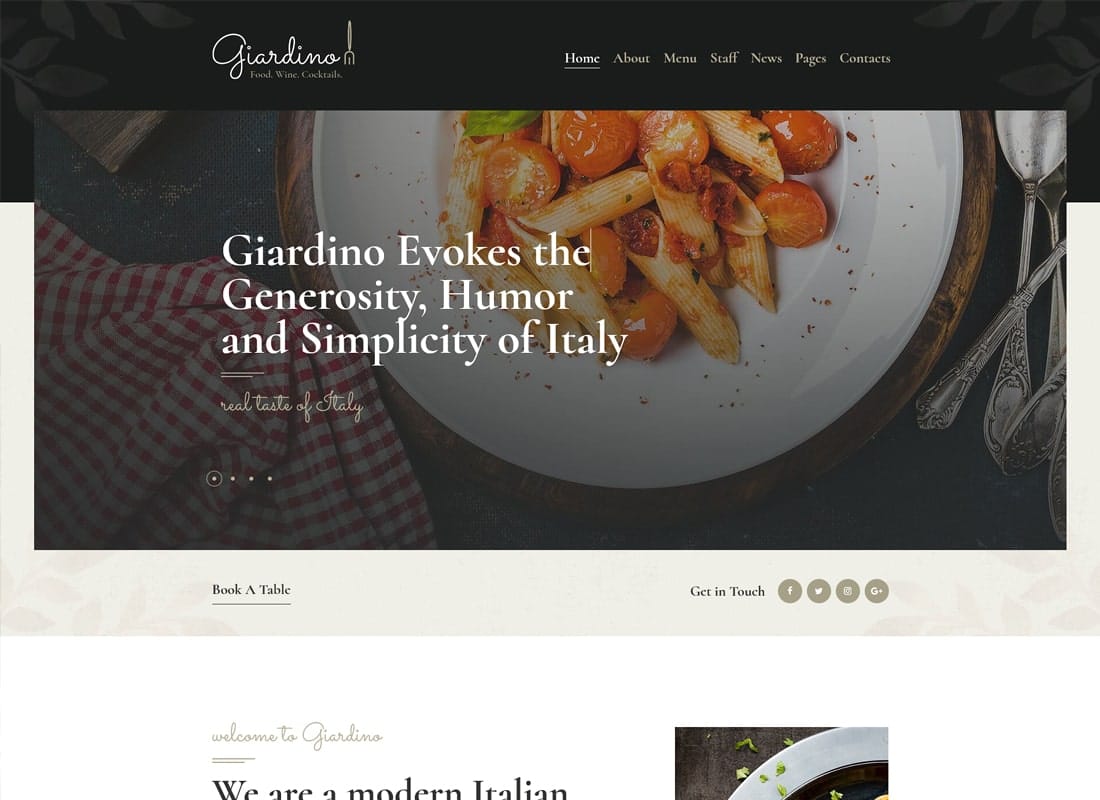 Giardino | An Italian Restaurant & Cafe WordPress Theme Website Template