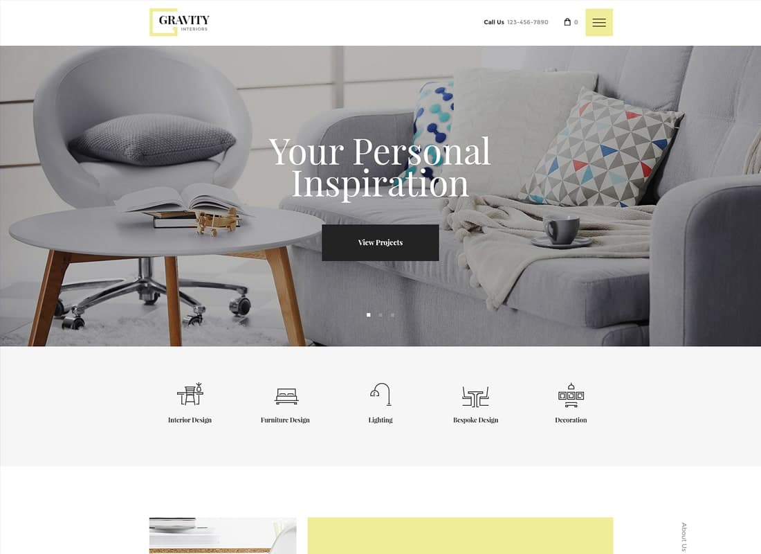 Gravity | A Contemporary Interior Design & Furniture Store WordPress Theme Website Template