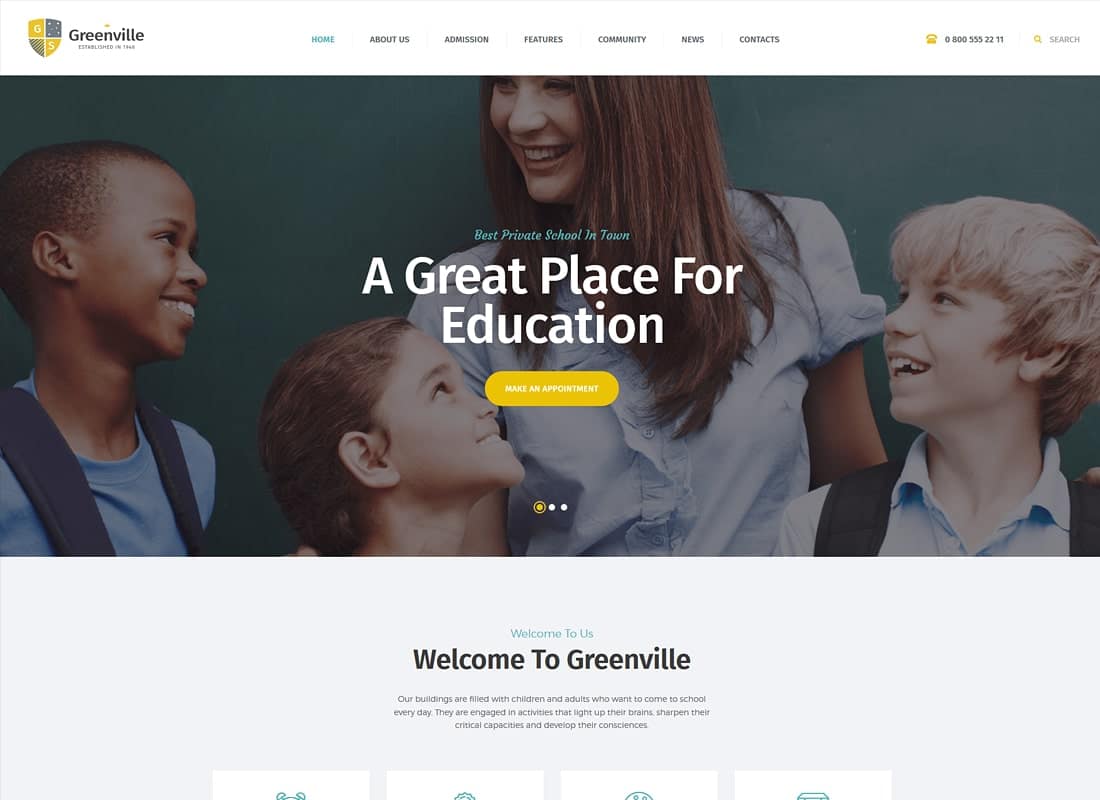 Greenville | A Private School WordPress Theme Website Template