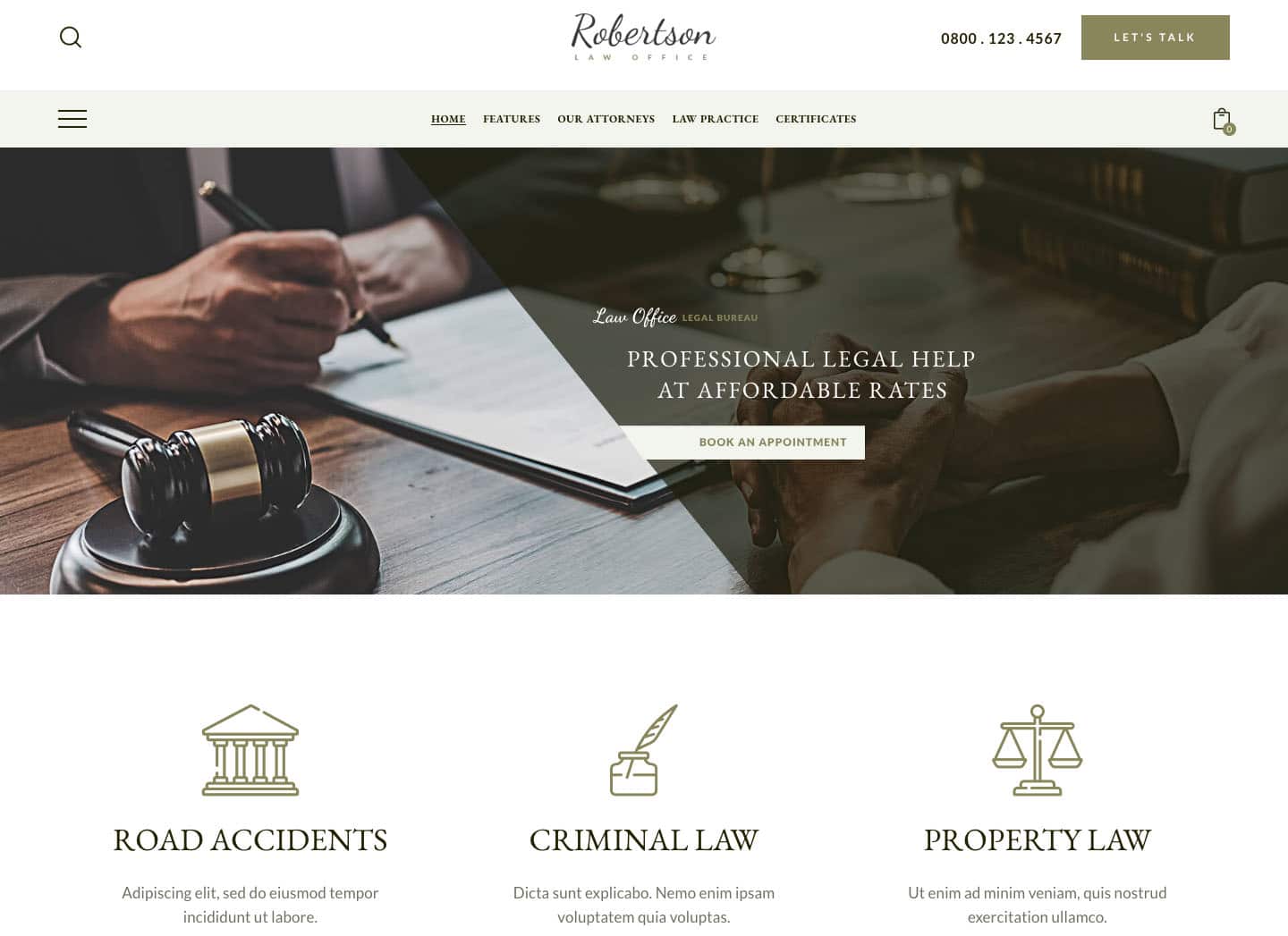 Law Office Review - Attorney & Legal Adviser WordPress Theme Website Template