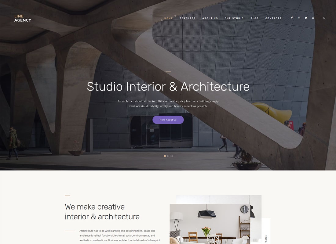 Line Agency | Interior Design & Architecture WordPress Theme Website Template
