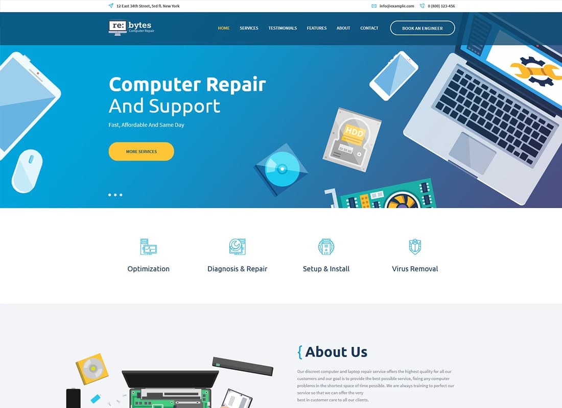 Re:bytes | Electronics & Computer Repair Service WordPress Theme Website Template
