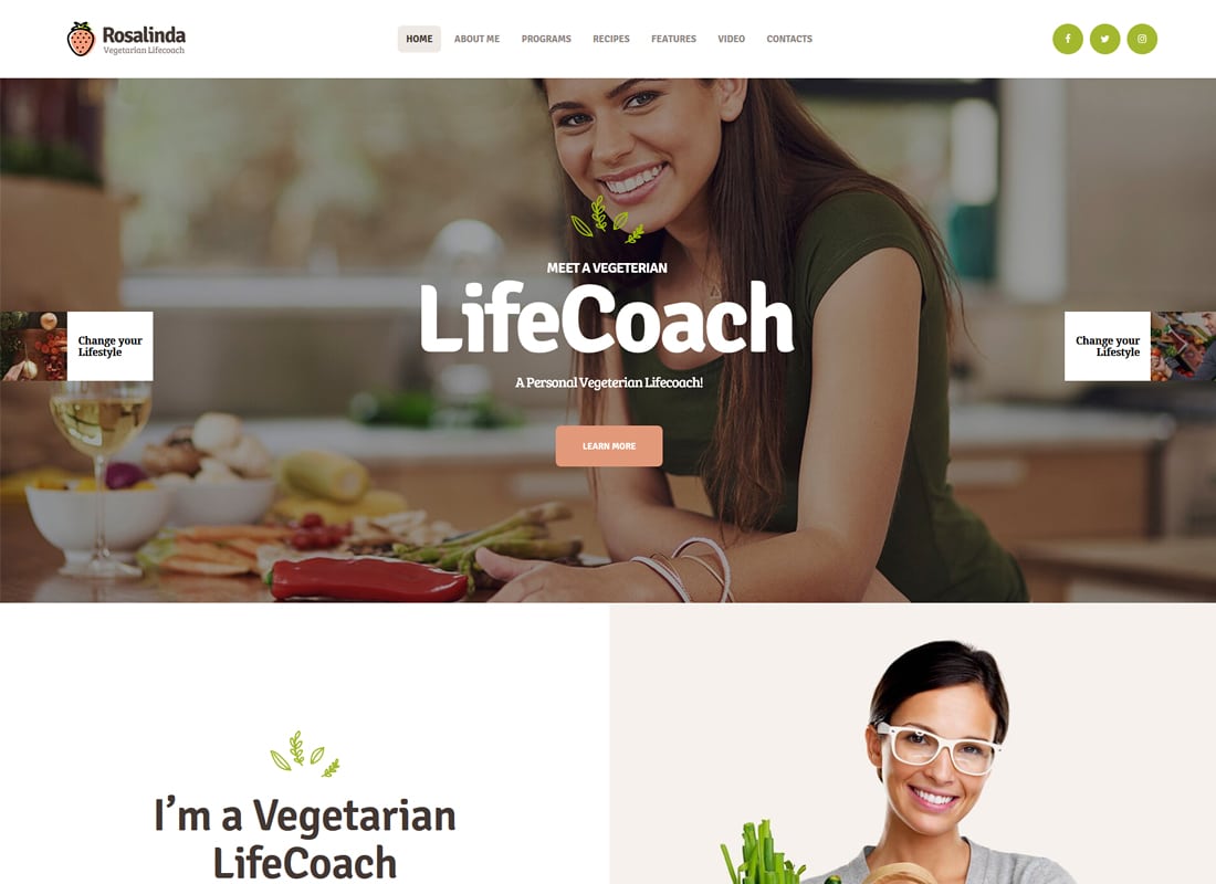 Rosalinda | Health Coach & Vegetarian Lifestyle Blog WordPress Theme Website Template