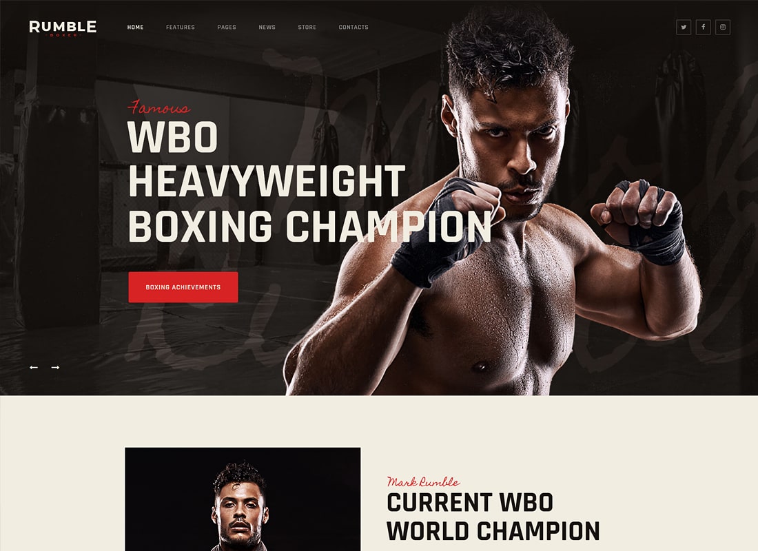 Rumble | Boxing & Mixed Martial Arts WordPress Theme Website Template