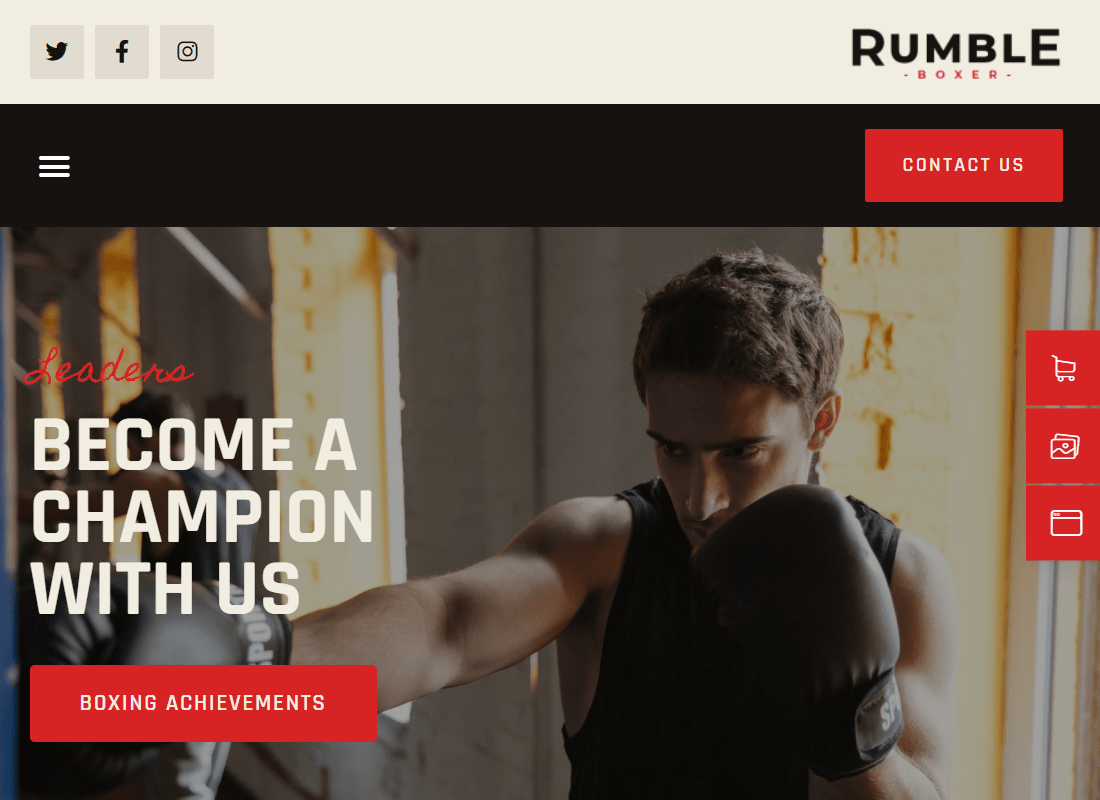 Rumble - Boxing, MMA & Fighting Elementor Template Kit Website Template
