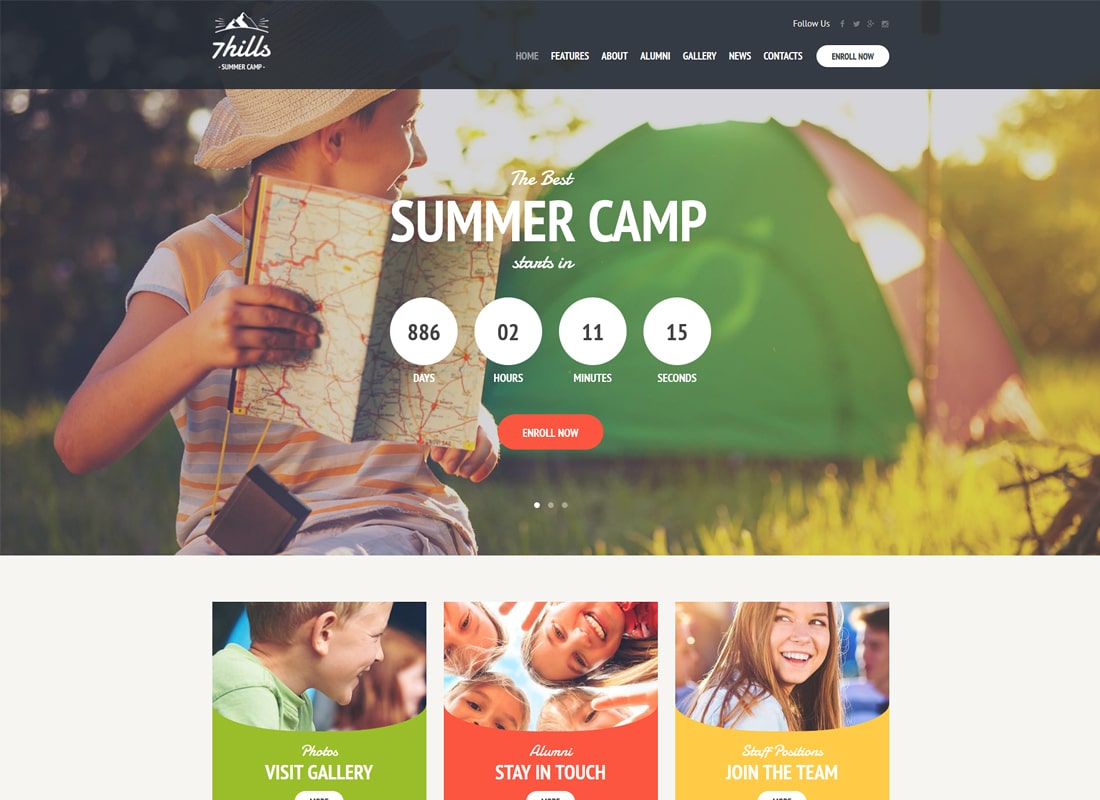 SevenHills - Summer Camp WordPress Theme Website Template