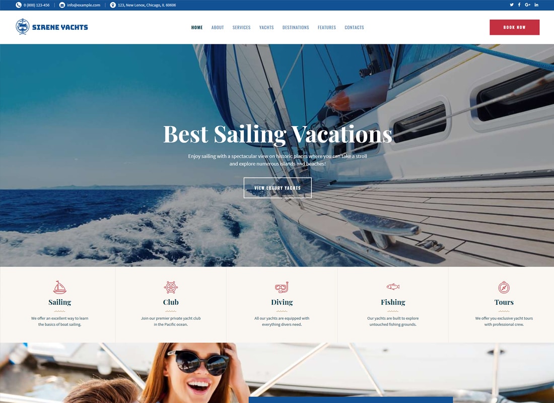Sirene | Yacht Charter Services & Boat Rental WordPress Theme   Website Template